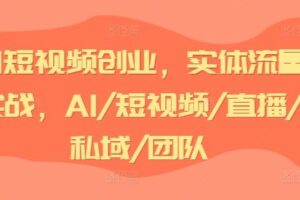 AI短视频创业，实体流量实战，AI/短视频/直播/私域/团队