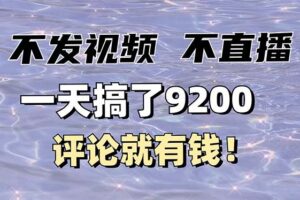 （14018期）不发作品不直播，评论就有钱，一条最高10块，一天搞了9200