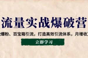 （14039期）流量实战爆破营：企微爆粉、百宝箱引流，打造高效引流体系，月增收万元