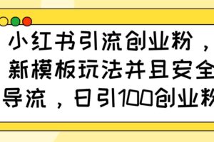 （14053期）小红书引流创业粉，新模板玩法并且安全导流，日引100创业粉
