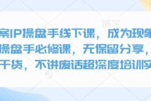 全案IP操盘手线下课，成为现象级ip操盘手必修课，无保留分享，全是干货，不讲废话超深度培训实操