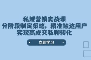 （14100期）私域营销实战课，分阶段制定策略，精准触达用户，实现高成交私聊转化