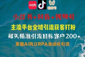 （14484期）小红书、抖音、视频号全域多平台引流获客，日引目标客户200+，RPA自动…