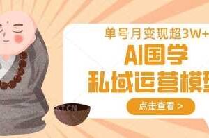 AI国学私域运营模型，单号月变现过W