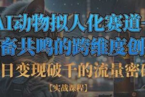 单日变现破千的流量密码，AI动物拟人化赛道+社畜共鸣的跨维度创作