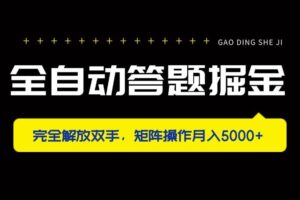 （14337期）全自动答题掘金，完全解放双手，矩阵操作月入5000+