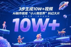 3步生成10W+视频，AI制作微观“小人物世界”科幻大片，条条万赞，1条作品涨粉2.3W