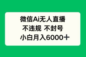（14733期）微信AI无人直播，不违规 不封号 ，小白月入6000+