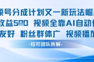 视频号分成计划又一新玩法火爆日均收益5张