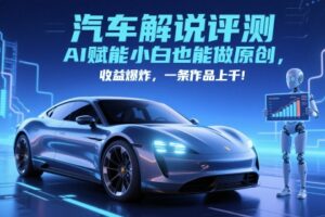 抖音汽车解说评测赛道，AI赋能小白也能做原创，收益爆炸，一条作品上千