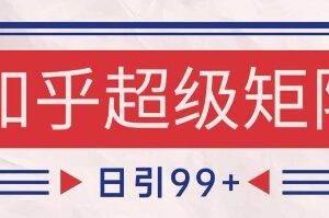 知乎超级矩阵玩法引流高质量精准粉SEO覆盖，日变现1k+【揭秘】