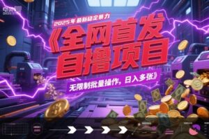 全网首发，2025年最新稳定暴力全自动自撸项目，无限制批量操作，日入多张【揭秘】