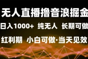 无人直播撸音浪掘金，日入1k+，纯无人红利期，小白可做，当天见效【揭秘】