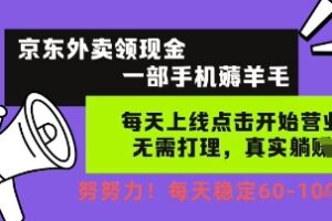 京东外卖领现金，一部手机薅羊毛，每天上线动动手指，无需打理，每天保底60+，每天就是如此轻松【揭秘】