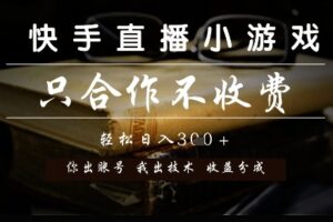 快手直播小游戏，只合作不收费，你出账号我出技术， 分润模式【揭秘】