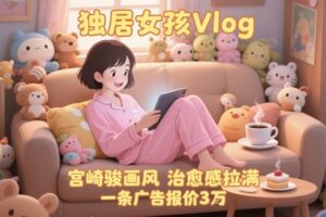 单个账号涨粉71W！用AI制作独居女孩Vlog，宫崎骏画风，治愈感拉满，一条广告报价3W