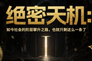 付费文章：绝密天机：如今社会的阶层攀升之路，也就只剩这么一条了