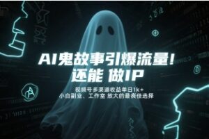 AI鬼故事引爆流量，还能做IP，视频号多渠道收益单日1k+，小白副业、工作室放大的最佳选择