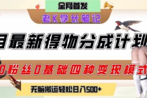 6月份最新得物创作者分成计划2.0玩法，0粉丝0基础四种模式变现，从隐蔽渠道无脑搬运，日入2张