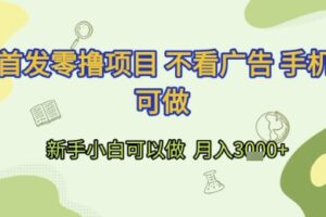 首发零撸项目 不看广告 手机可做 新手小白可以做  月入3k+【揭秘】