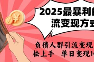 2025年最暴利的引流变现方式，负债人群引流变现，小白轻松上手，日入1k
