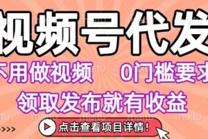 视频号代发，不用剪辑不用做视频，0门槛要求，领取发布就有收益，任务没有无上限，小白轻松上手【揭秘】