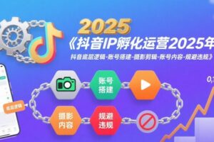 抖音IP孵化运营2025年，抖音底层逻辑-账号搭建-摄影剪辑-账号内容-规避违规