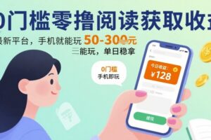 0门槛零撸阅读获取收益：最新平台，手机就能玩，单日稳拿 50-3张 【揭秘】