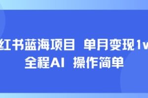 小红书蓝海项目 单月变现1w+ 全程AI 操作简单