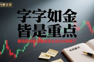 付费文章：字字如金 皆是重点， 看完后 你就清楚该怎么在大A布局了
