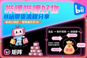 哔哩哔哩好物，B站带货流程分享，新风口项目，矩阵操作月1W