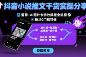 抖音小说推文干货实操分享，混剪+AI图片卡特效爆量全流程，0粉丝0门槛可做