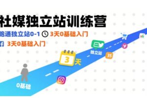 社媒独立站训练营，跑通独立站0-1，3天0基础入门