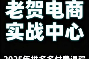 老贺电商2025年拼多多付费课程，用通俗易懂的方法告诉你多多怎么玩