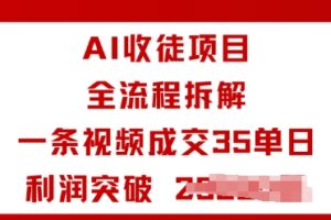 AI收徒项目全流程拆解一条视频成交35单日利润突破1k+