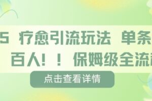 疗愈引流玩法，单条引流百人，保姆级全流程