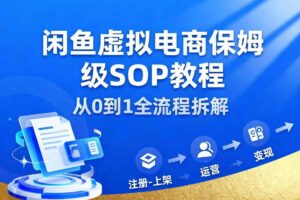 闲鱼虚拟电商，月入轻松过1W，保姆级SOP教程