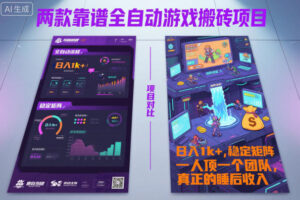 两款靠谱全自动游戏搬砖项目，日入1k+，稳定可矩阵，一人顶一个团队，真正的睡后收入【揭秘】