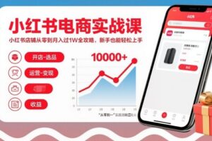 小红书电商实战课，小红书店铺从零到月入过1W全攻略，新手也能轻松上手