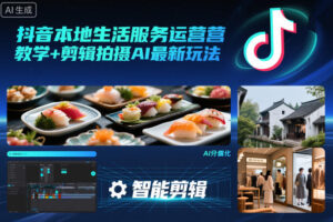 抖音本地生活服务运营教学+剪辑拍摄AI最新玩法